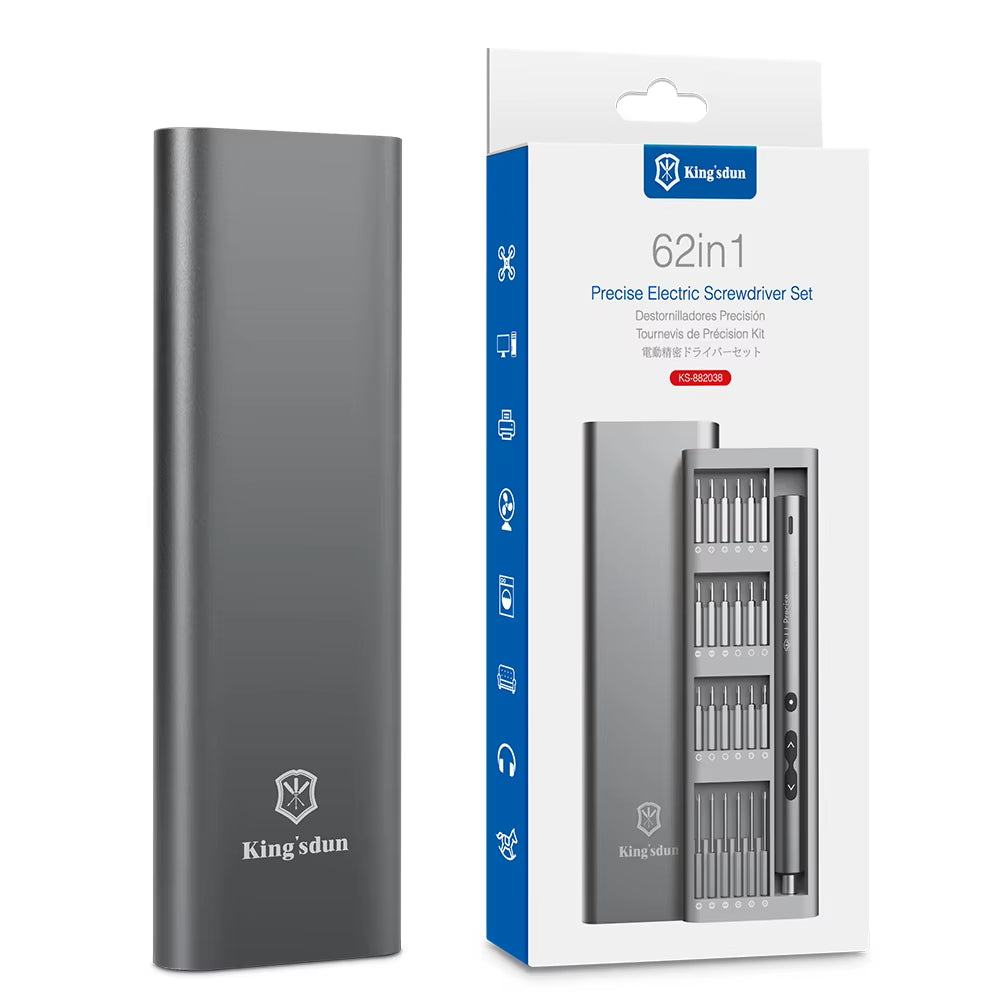 62 In1 New Product Rechargeable Smart Electric Screwdriver Set with 48 Screwdriver Bits PH00 Torx Etc. for Mobile Phones Cameras